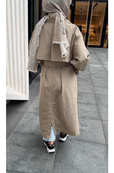 Camel Renk Oversize Trençkot